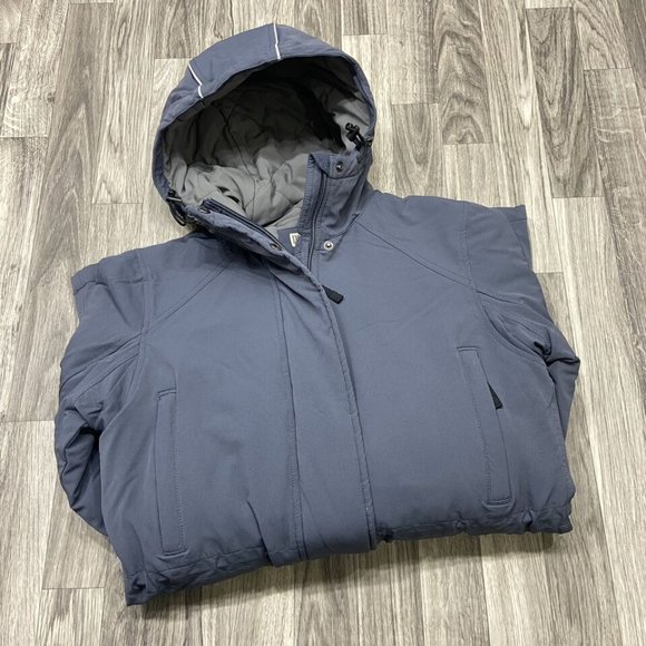 DULUTH TRADING CO. Snap & Zip Up Insulated Grey Hooded Parka Jacket Women's XS - Picture 2 of 12